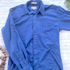 Alfani Men’s Size Small Button Up Dress Shirt Pocket Work Business Casual Blue